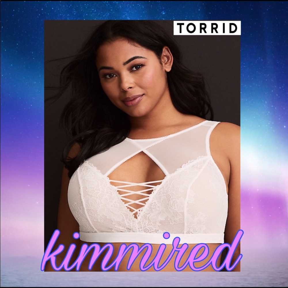 🆕TORRID WHITE SHEER LACE & MESH BRALETTE ~2X~ NWT